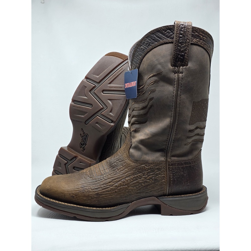 Durango Rebel Size 10 Mens Distressed Flag Embroidered Western Square Toe New